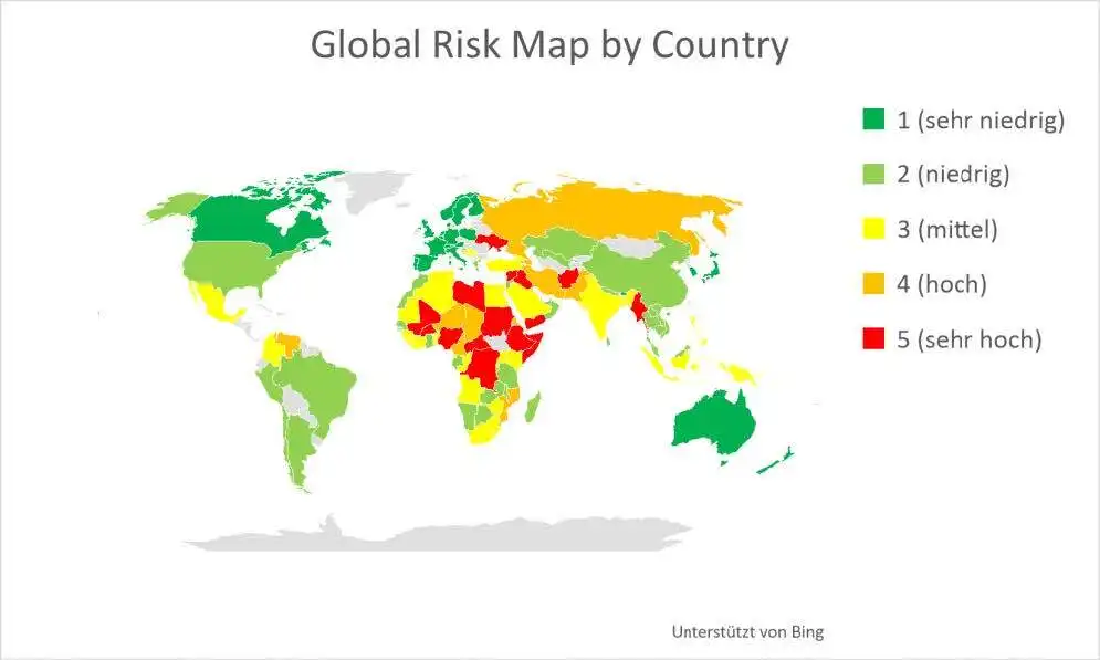 Globale Risikokarte nach Ländern